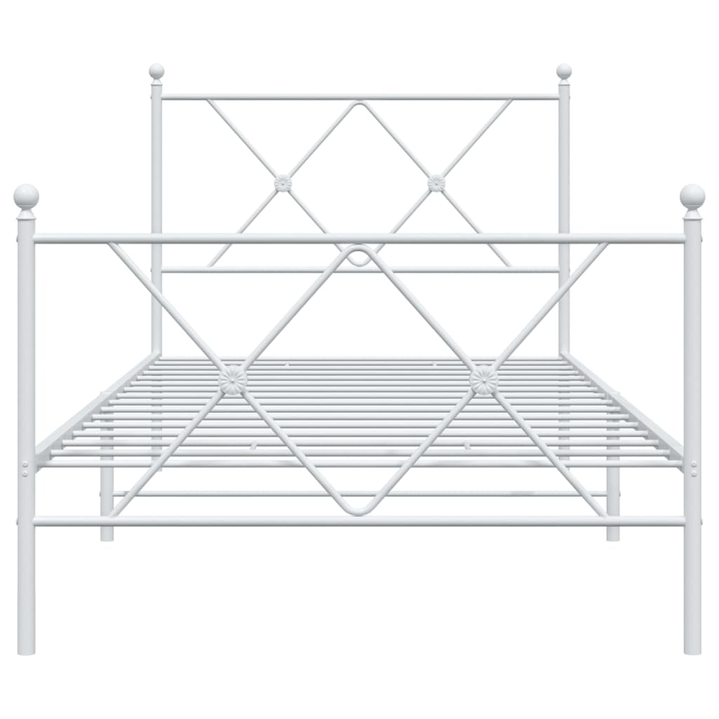 Metal Bed Frame without Mattress with Footboard White 90x190cm