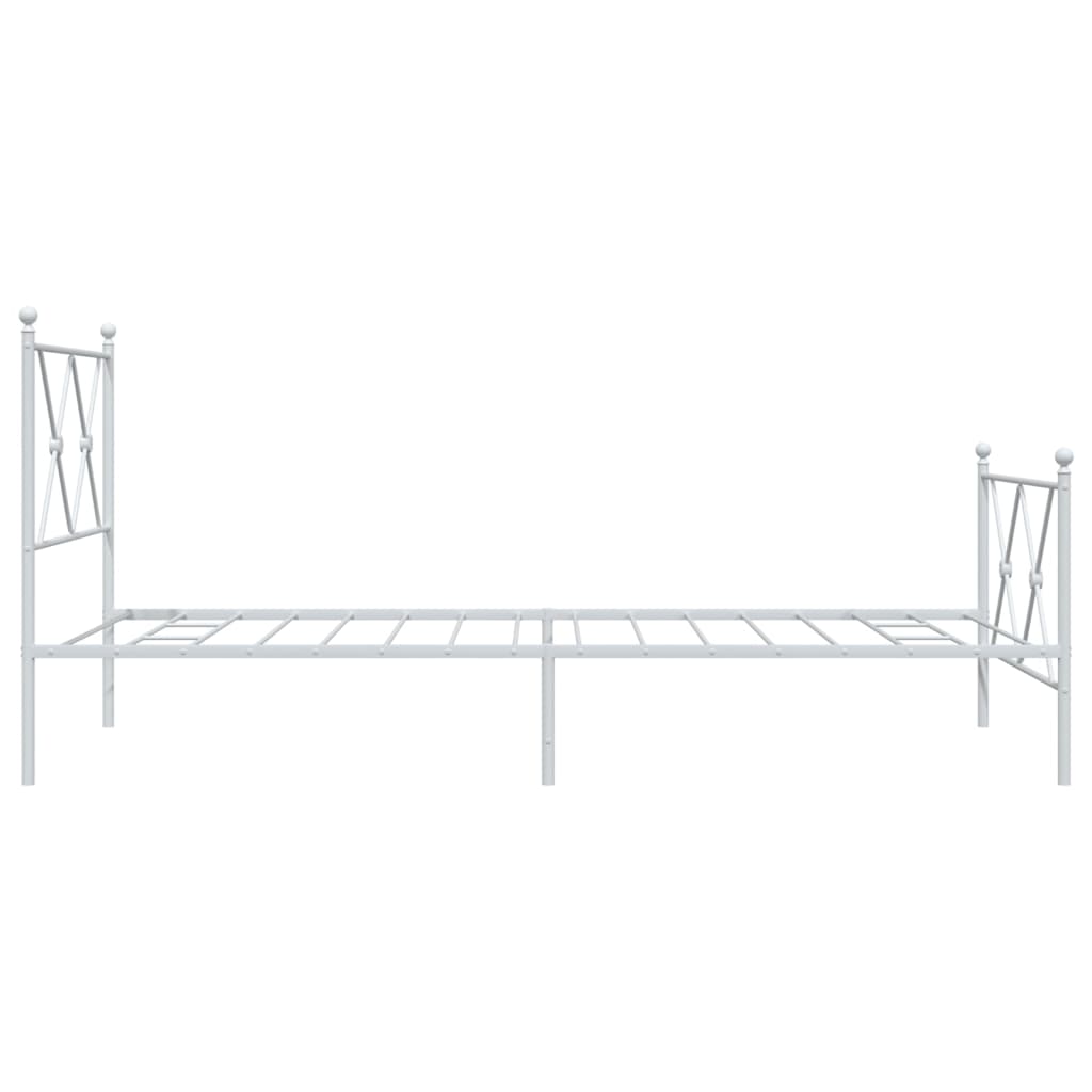 Metal Bed Frame without Mattress with Footboard White 90x190cm