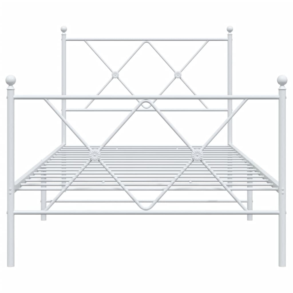 Metal Bed Frame without Mattress with Footboard White 90x200cm