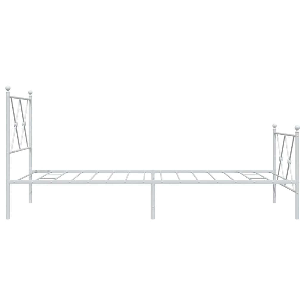 Metal Bed Frame without Mattress with Footboard White 90x200cm