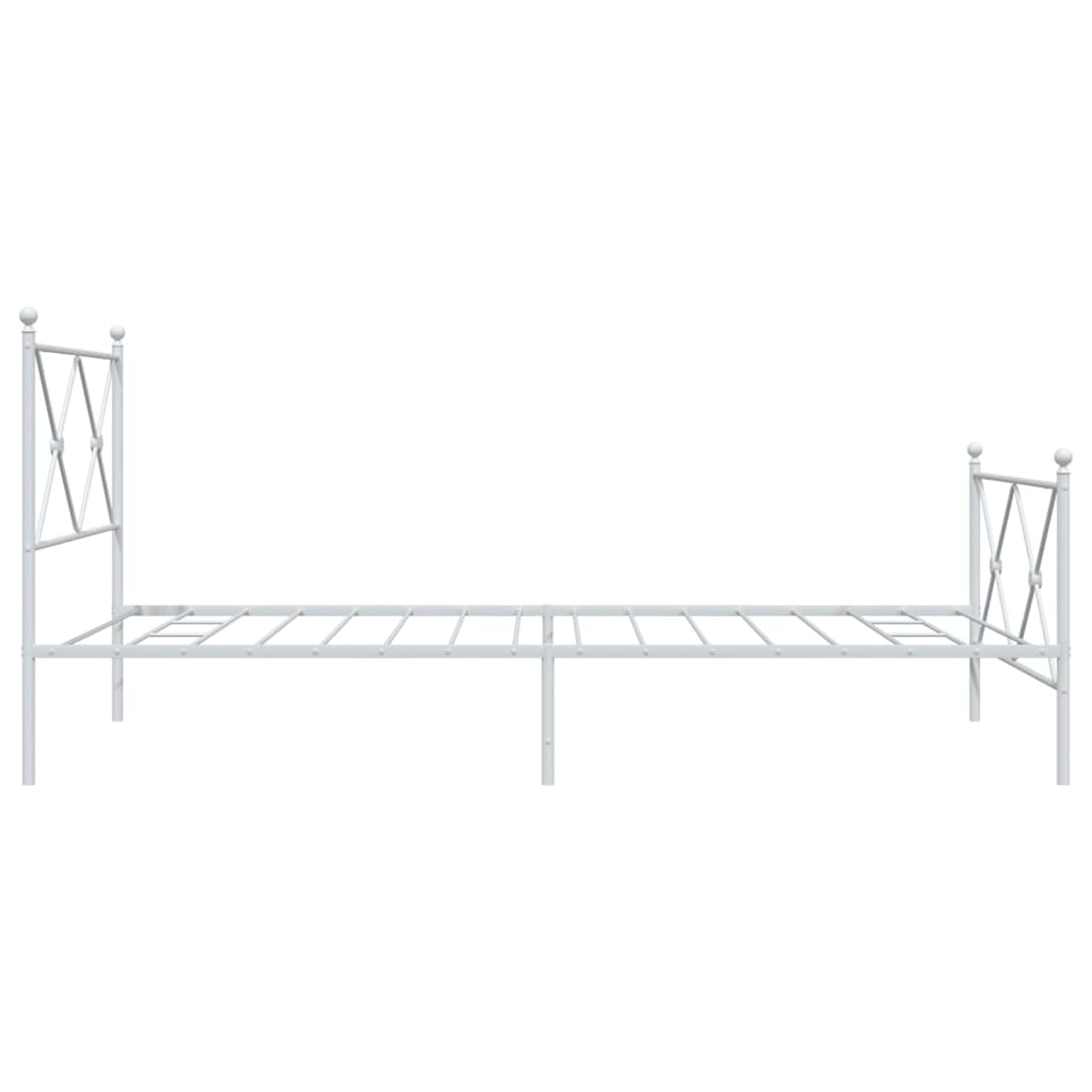 Metal Bed Frame without Mattress with Footboard White 100x190cm