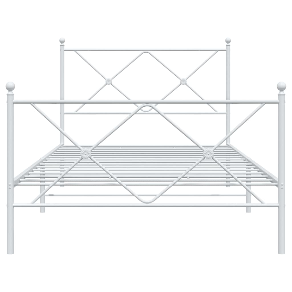 Metal Bed Frame without Mattress with Footboard White 100x200cm