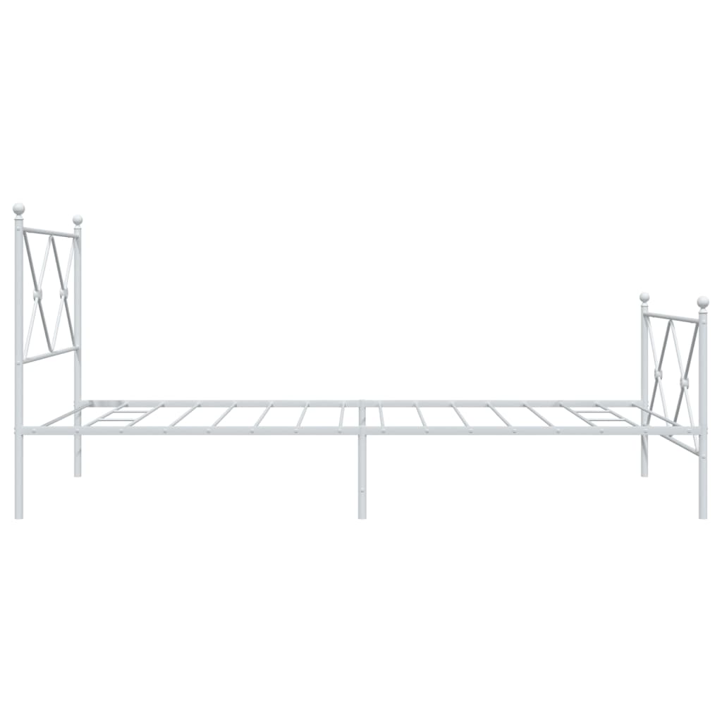 Metal Bed Frame without Mattress with Footboard White 100x200cm