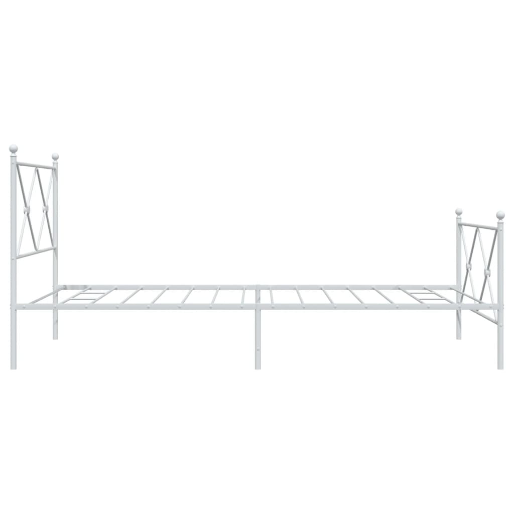 Metal Bed Frame without Mattress with Footboard White 107x203cm