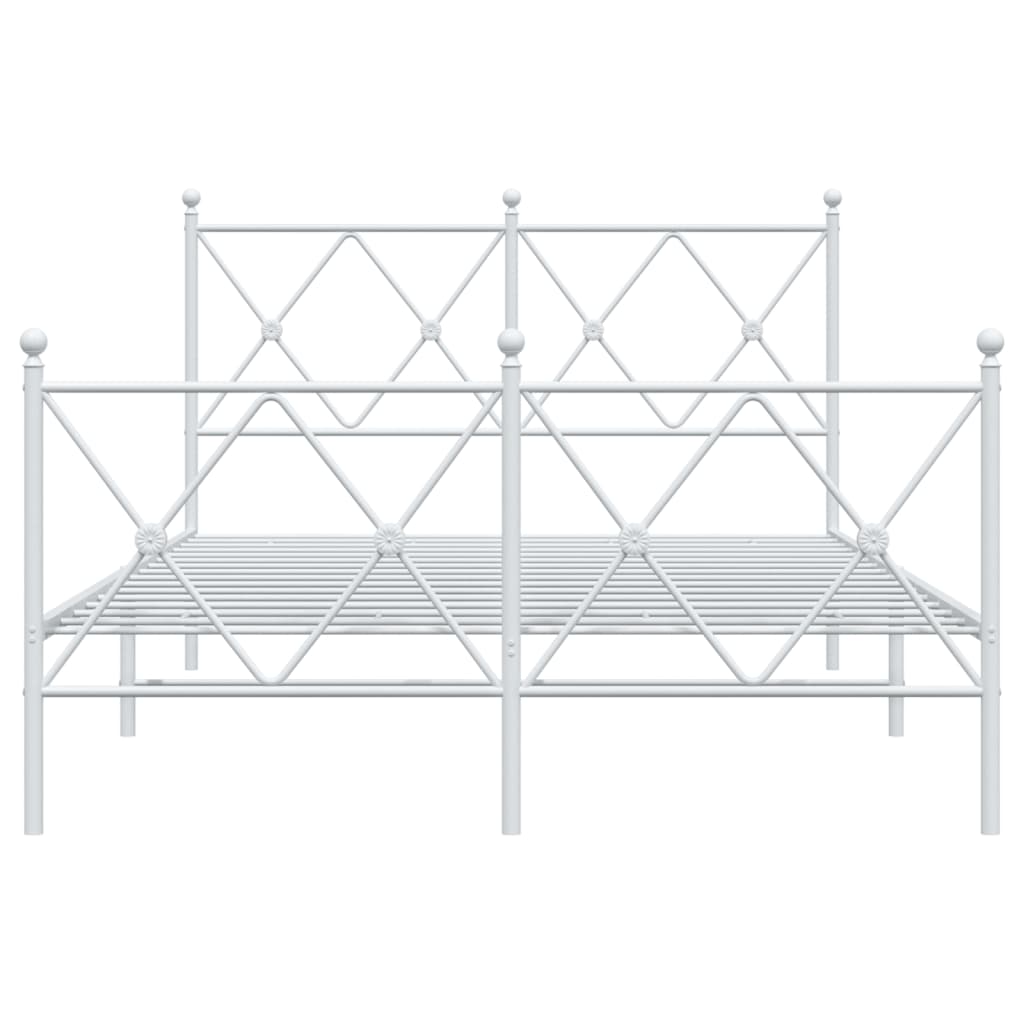 Metal Bed Frame without Mattress with Footboard White 120x190cm