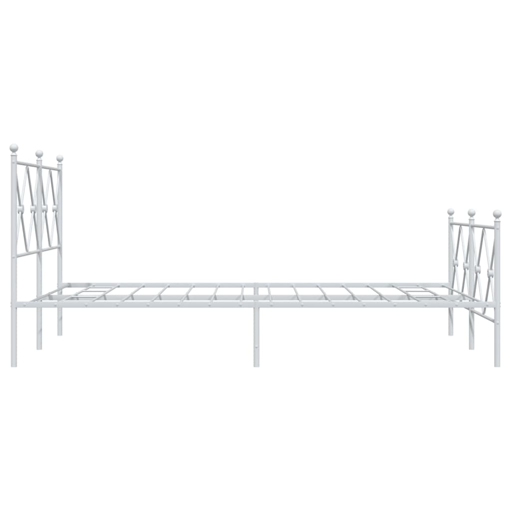Metal Bed Frame without Mattress with Footboard White 120x190cm