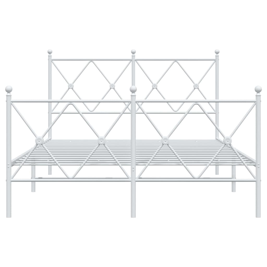 Metal Bed Frame without Mattress with Footboard White 120x200cm