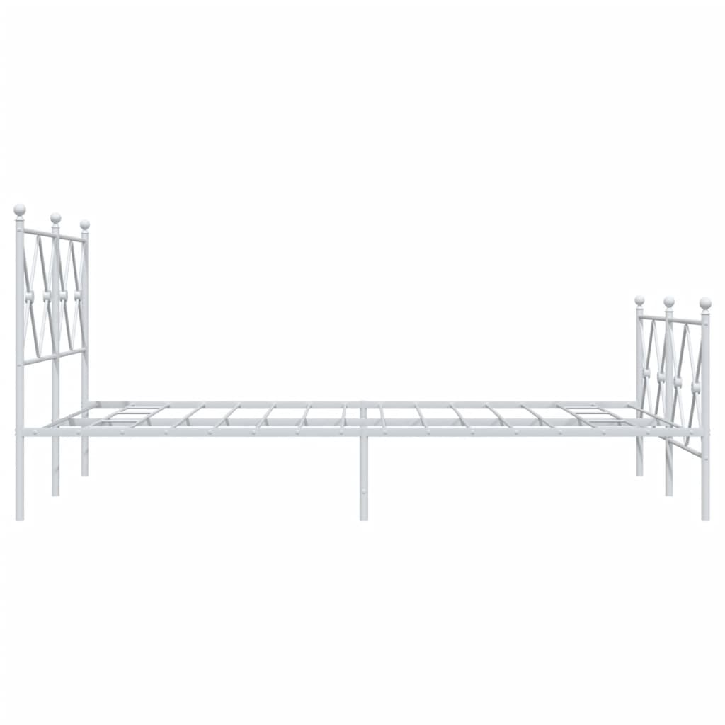 Metal Bed Frame without Mattress with Footboard White 120x200cm