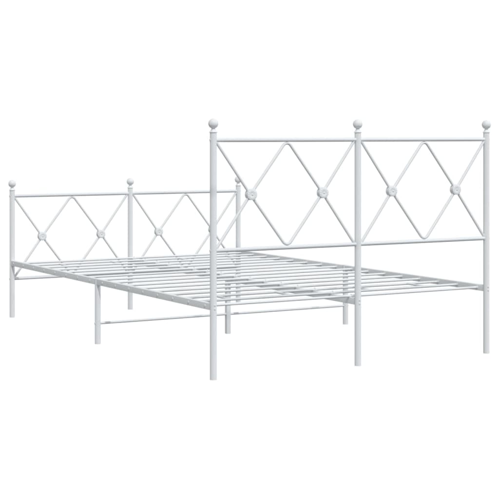 Metal Bed Frame without Mattress with Footboard White 120x200cm