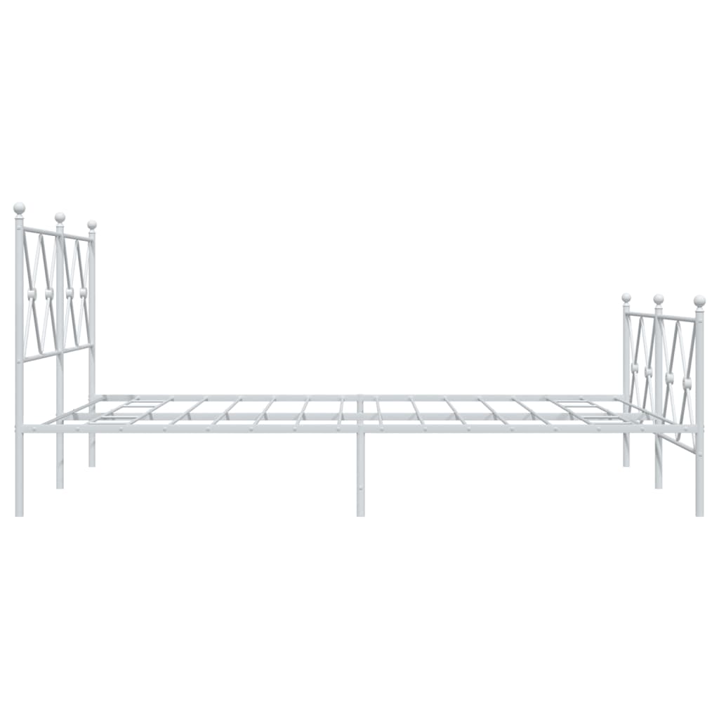Metal Bed Frame without Mattress with Footboard White 137x190cm