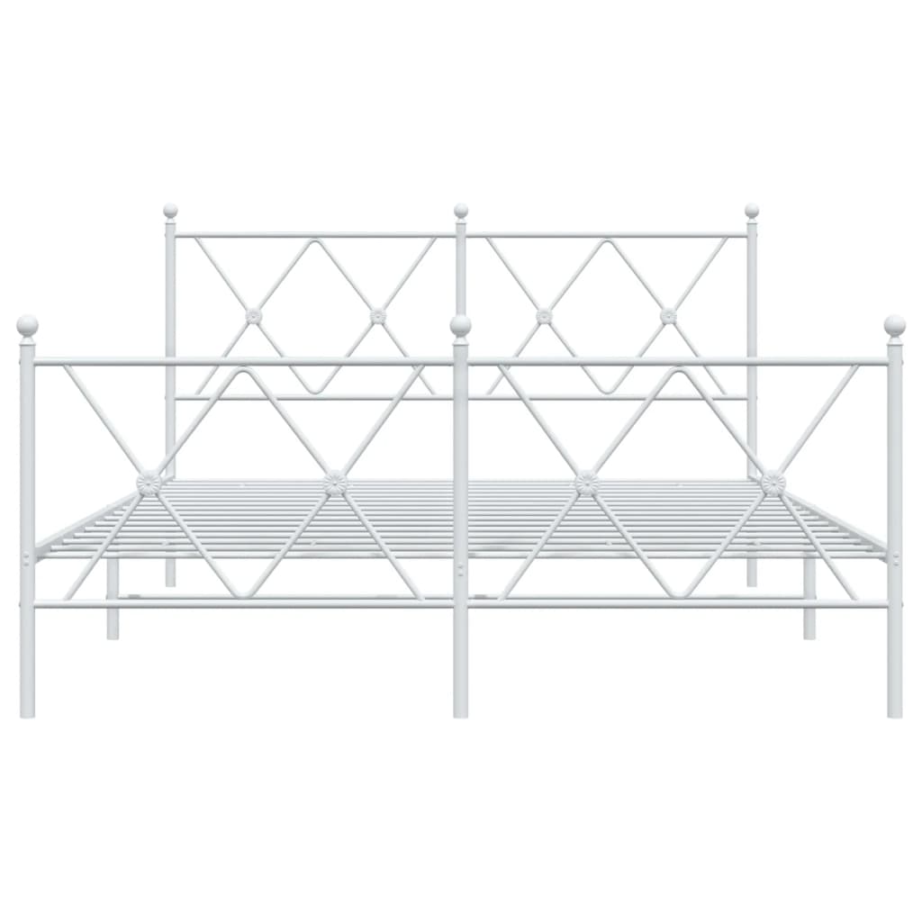 Metal Bed Frame without Mattress with Footboard White 140x190cm