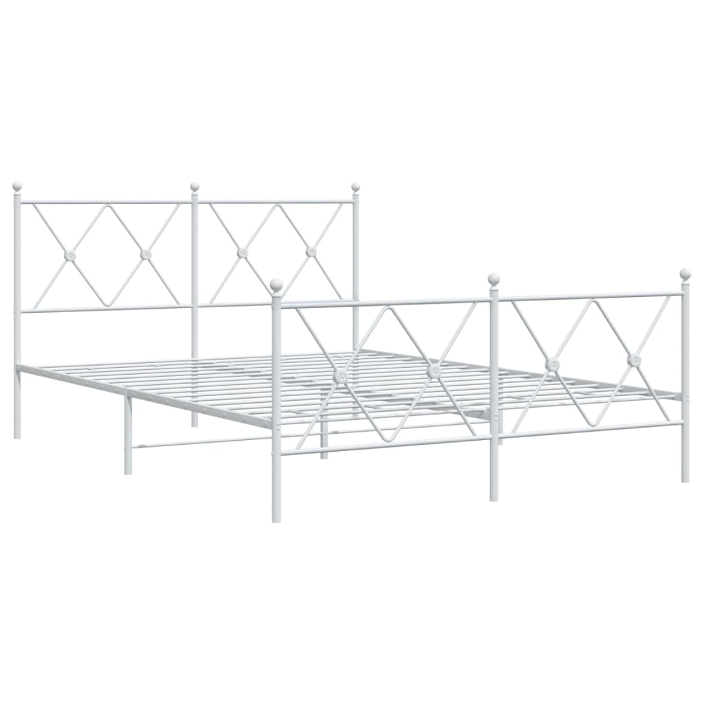 Metal Bed Frame without Mattress with Footboard White 140x200cm