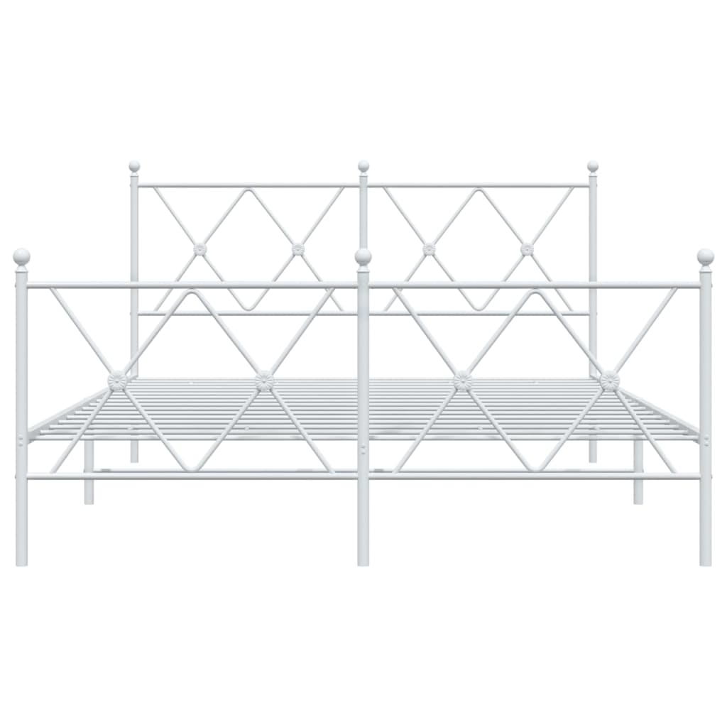 Metal Bed Frame without Mattress with Footboard White 140x200cm