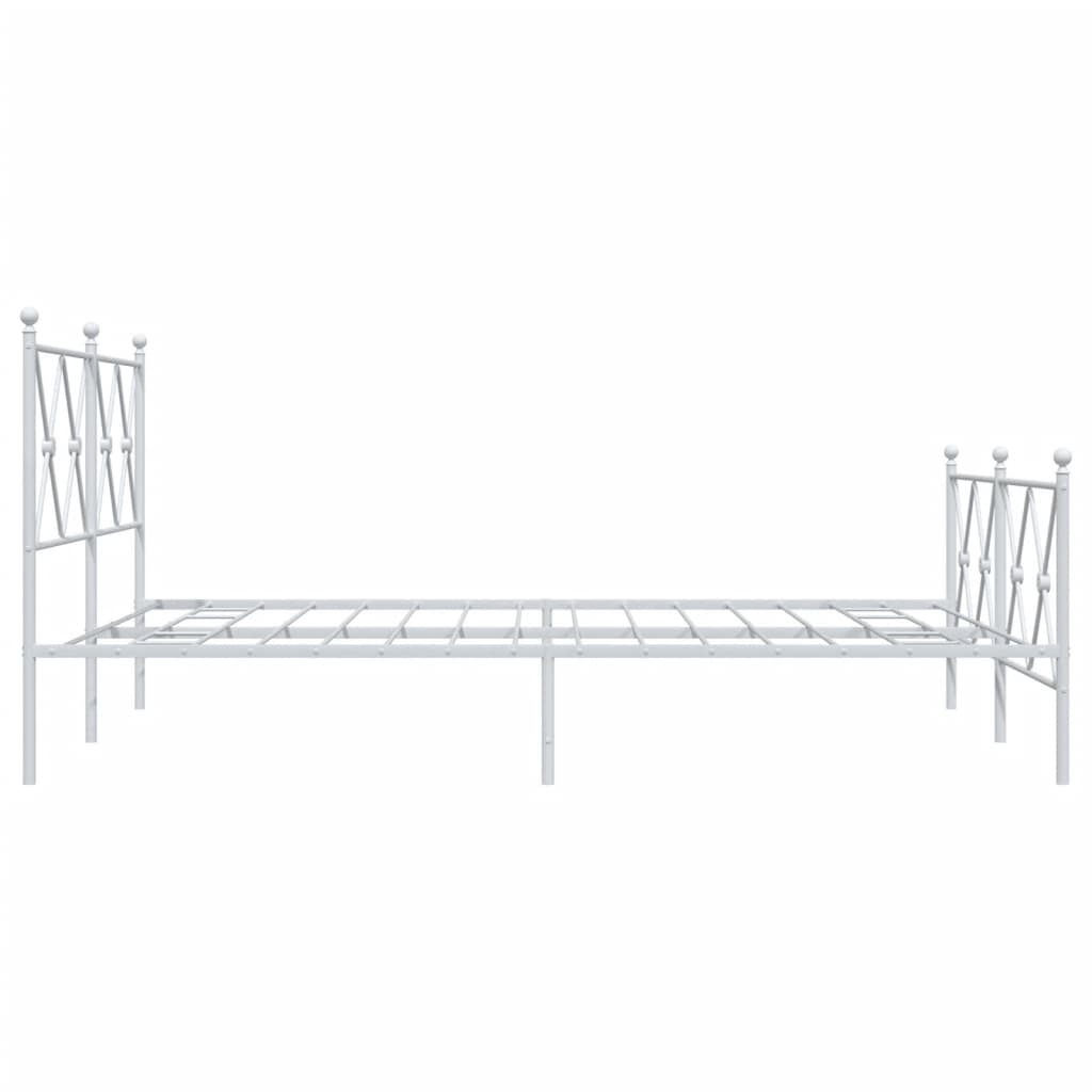 Metal Bed Frame without Mattress with Footboard White 140x200cm