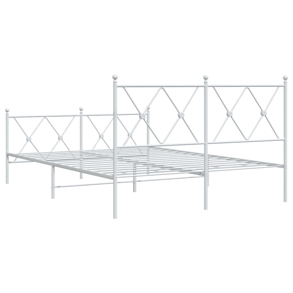 Metal Bed Frame without Mattress with Footboard White 140x200cm