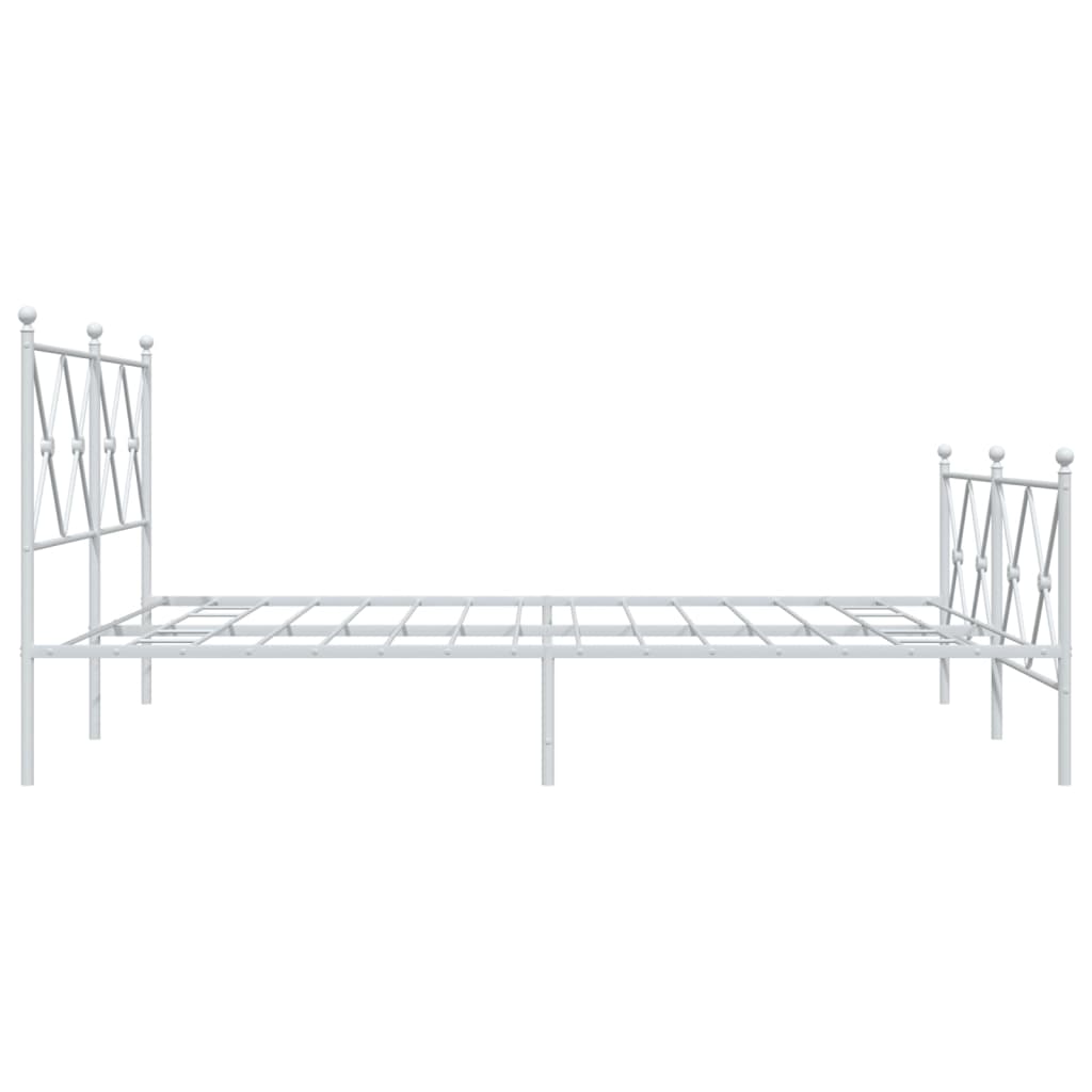Metal Bed Frame without Mattress with Footboard White 150x200cm