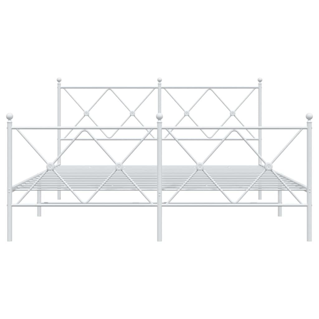 Metal Bed Frame without Mattress with Footboard White 160x200cm