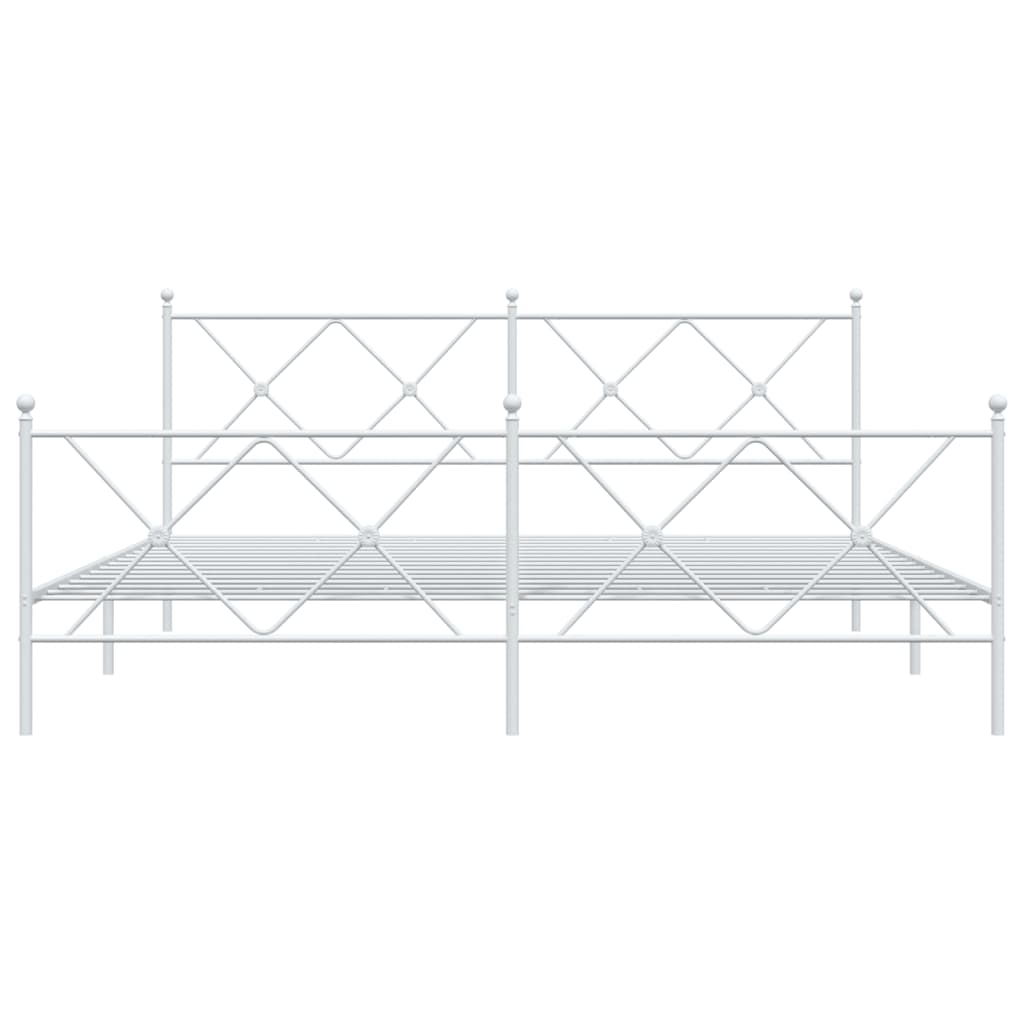 Metal Bed Frame without Mattress with Footboard White 180x200cm