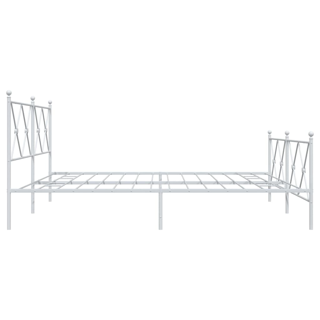 Metal Bed Frame without Mattress with Footboard White 180x200cm