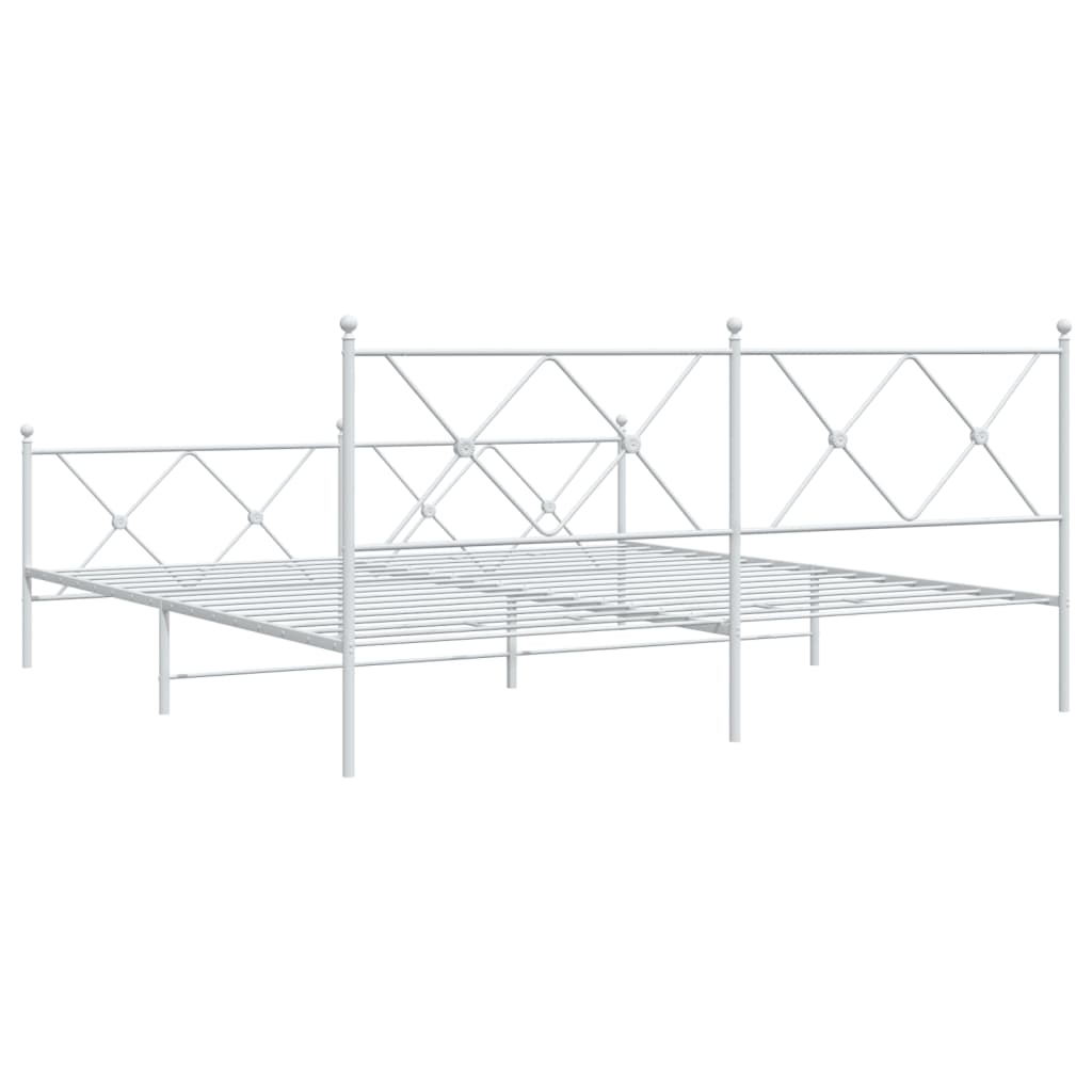 Metal Bed Frame without Mattress with Footboard White 180x200cm