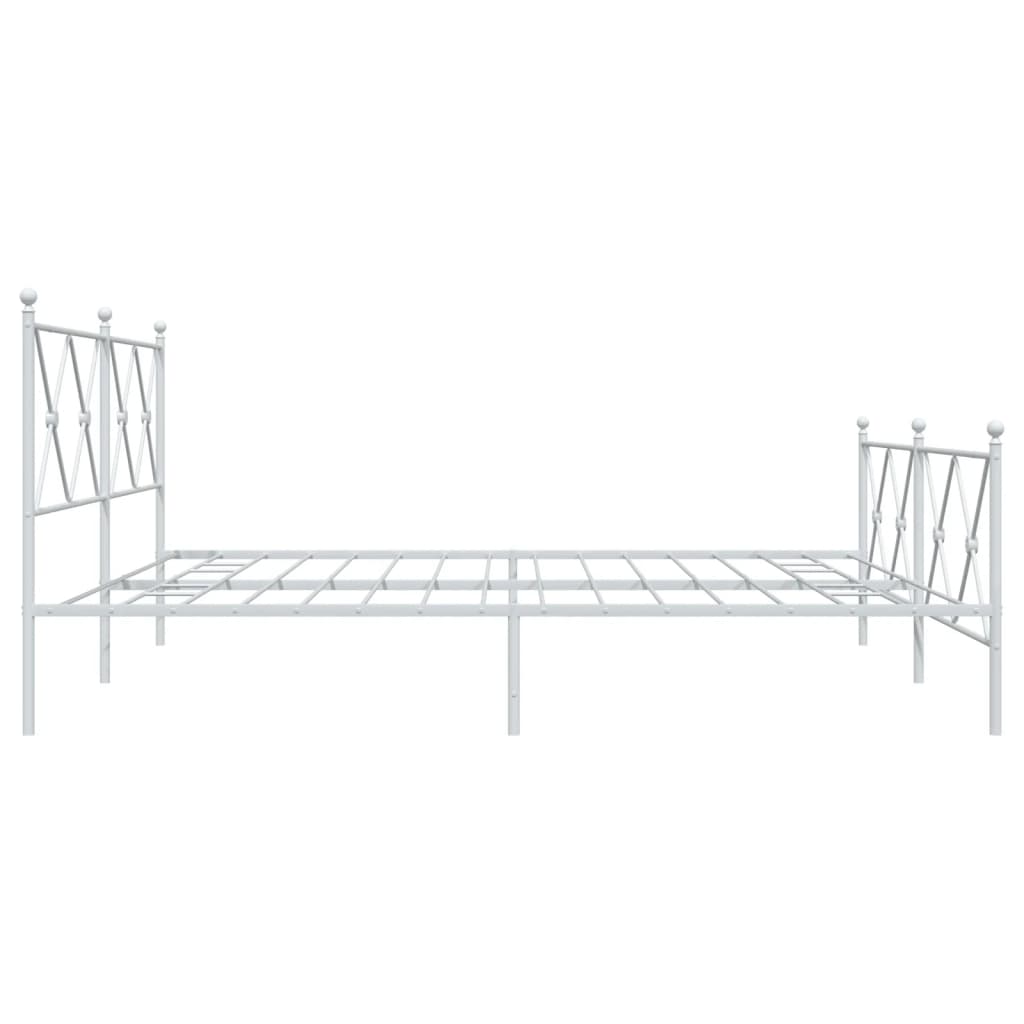 Metal Bed Frame without Mattress with Footboard White 183x213cm