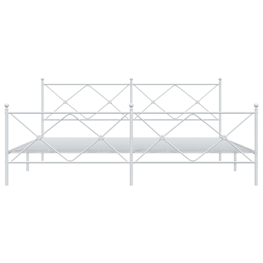 Metal Bed Frame without Mattress with Footboard White 193x203cm