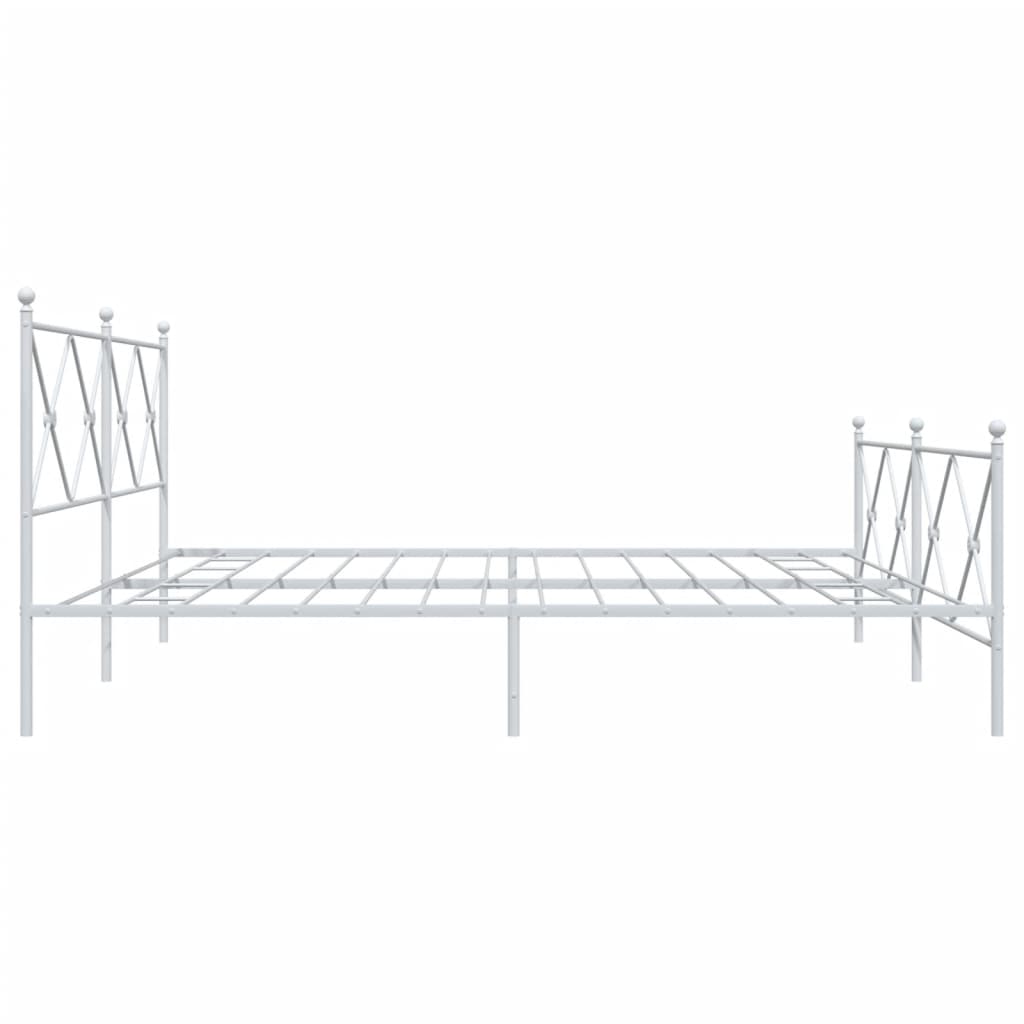 Metal Bed Frame without Mattress with Footboard White 193x203cm