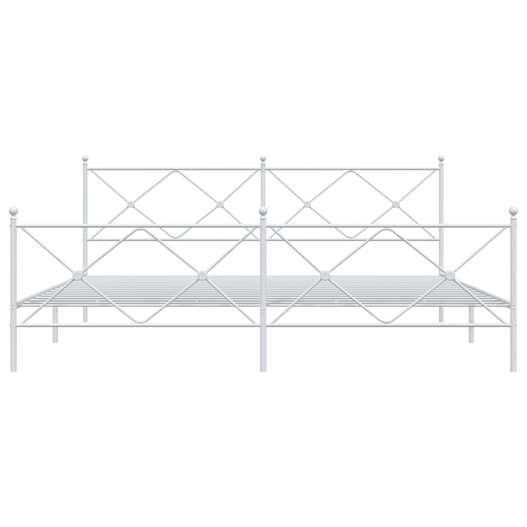 Metal Bed Frame without Mattress with Footboard White 200x200cm