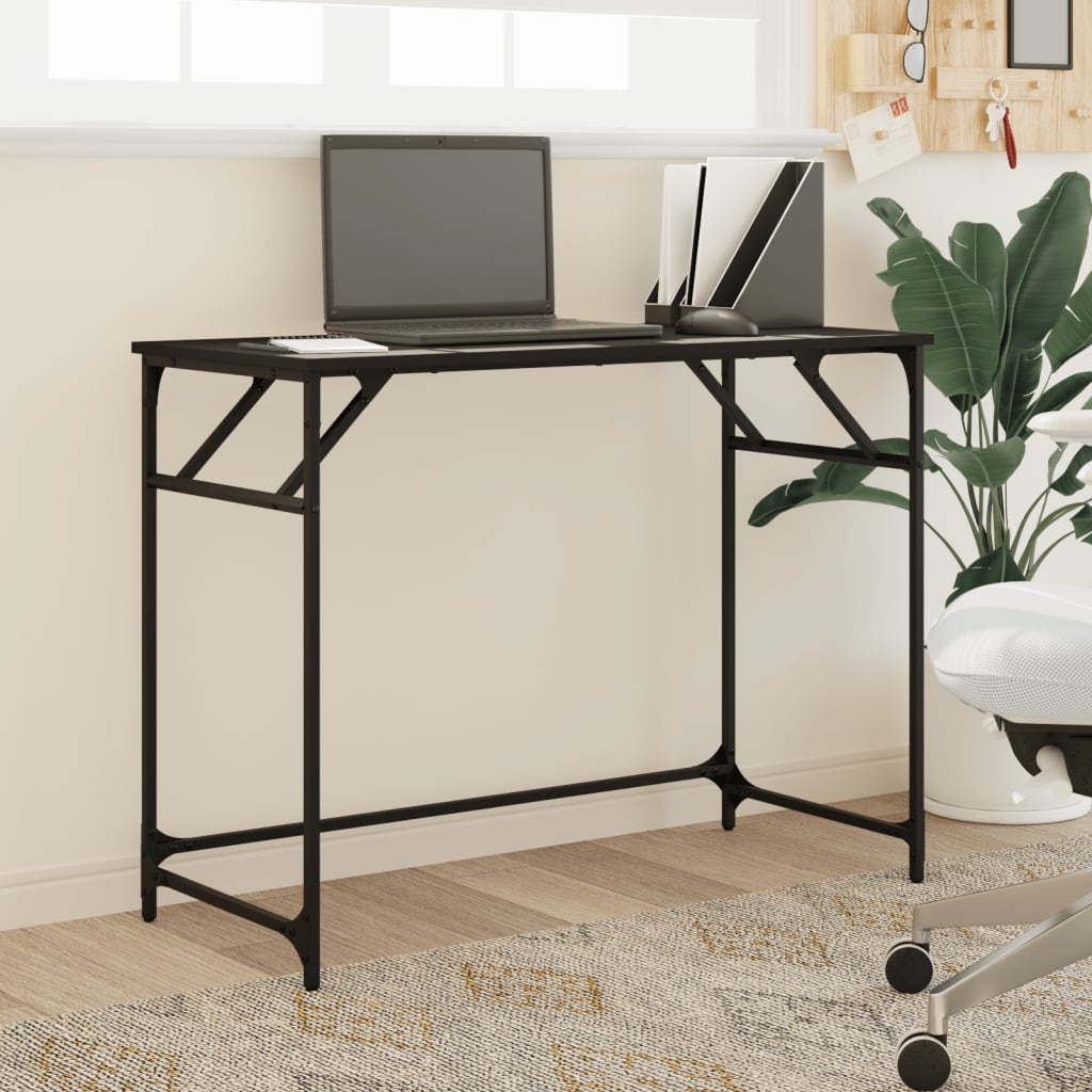 Desk Black 100x45x76 cm Engineered Wood and Powder-coated Steel