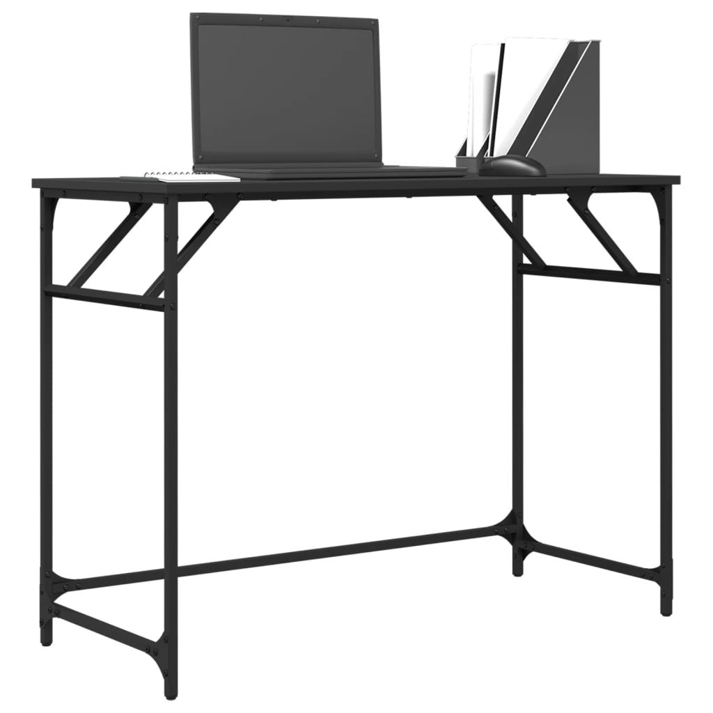 Desk Black 100x45x76 cm Engineered Wood and Powder-coated Steel