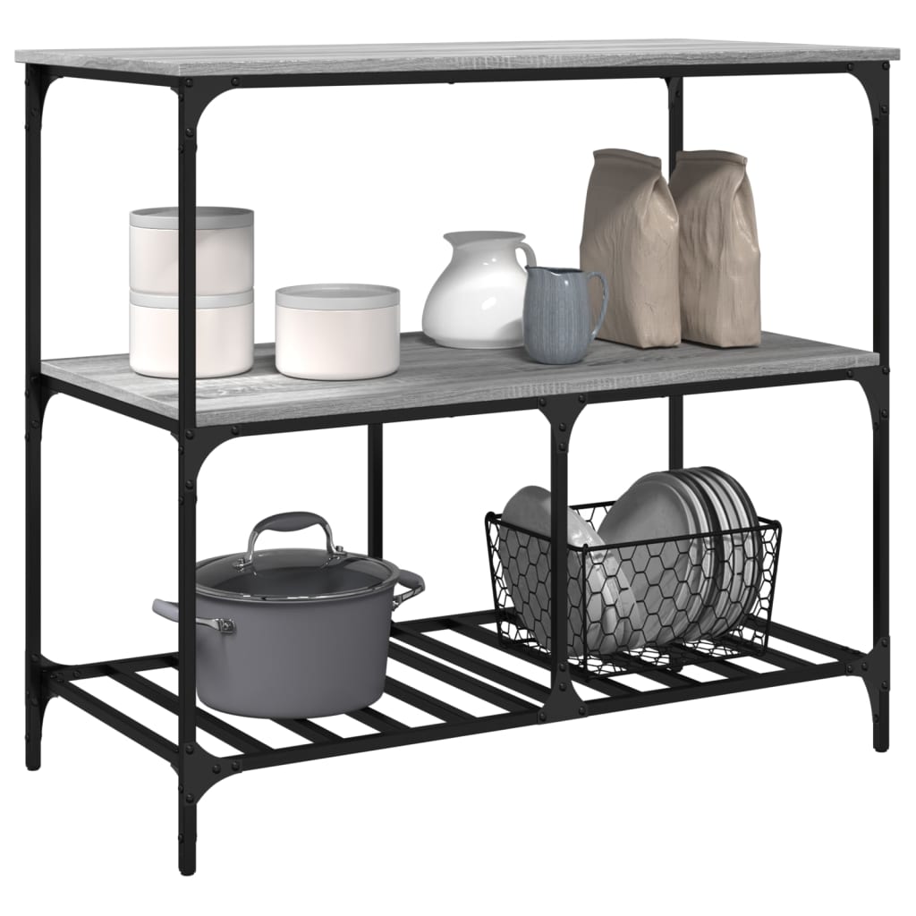 Kitchen Trolley Grey Sonoma 100x50x95 cm Engineered Wood