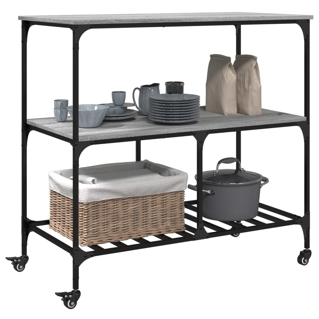 Kitchen Trolley Grey Sonoma 100x50x95 cm Engineered Wood