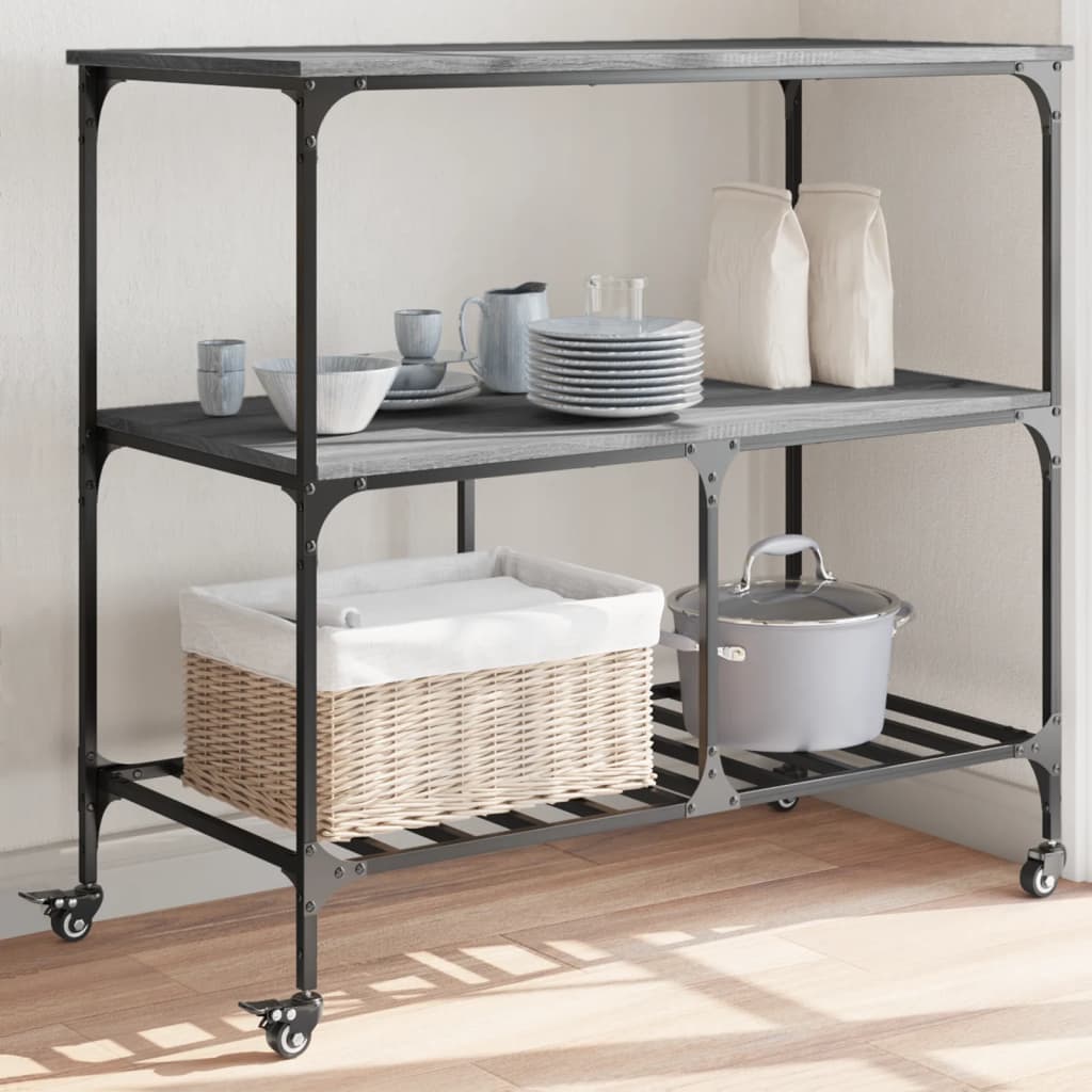 Kitchen Trolley Grey Sonoma 100x50x95 cm Engineered Wood