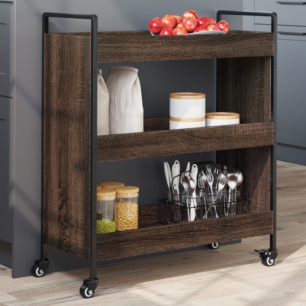 Kitchen Trolley Brown Oak 70x30x82 cm Engineered Wood