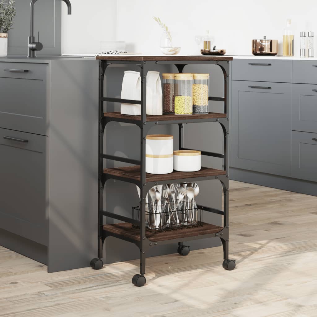 Kitchen Trolley Brown Oak 45x35x89.5 cm Engineered Wood