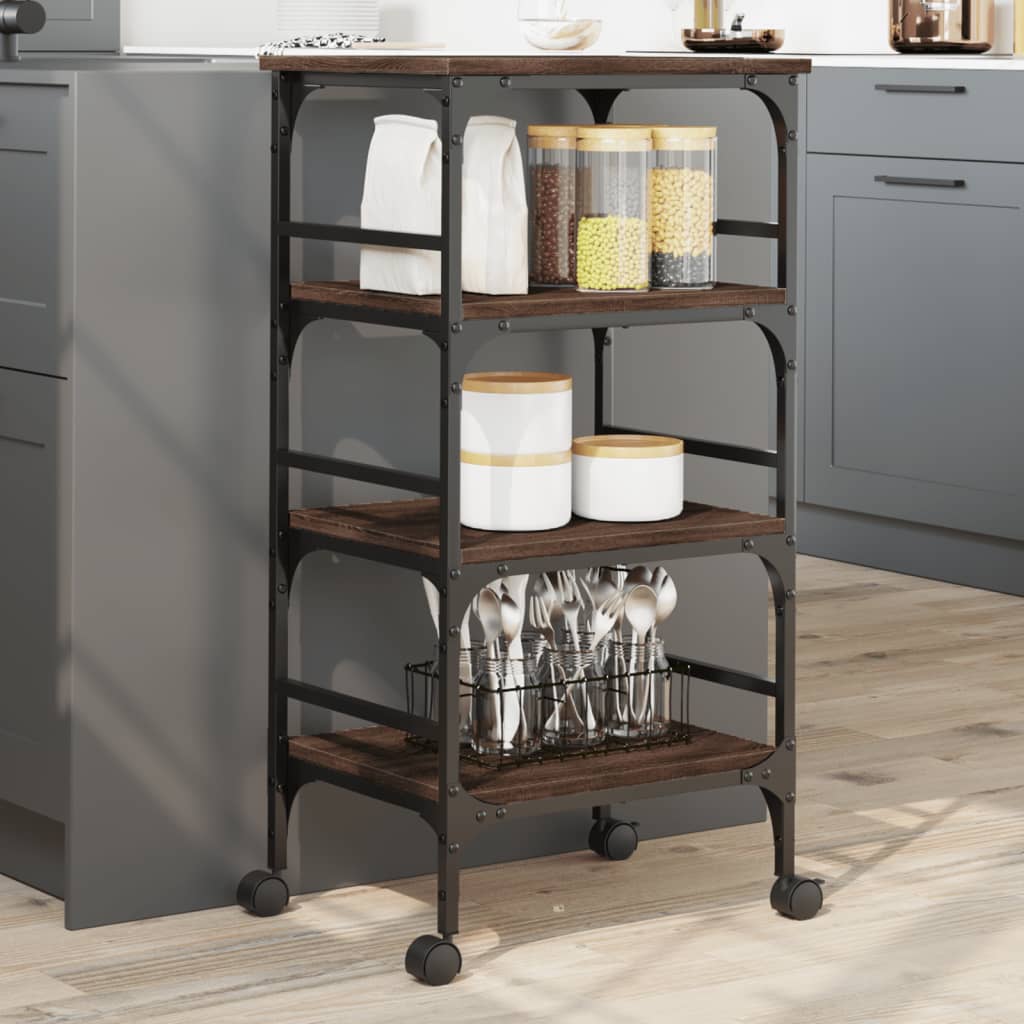 Kitchen Trolley Brown Oak 45x35x89.5 cm Engineered Wood