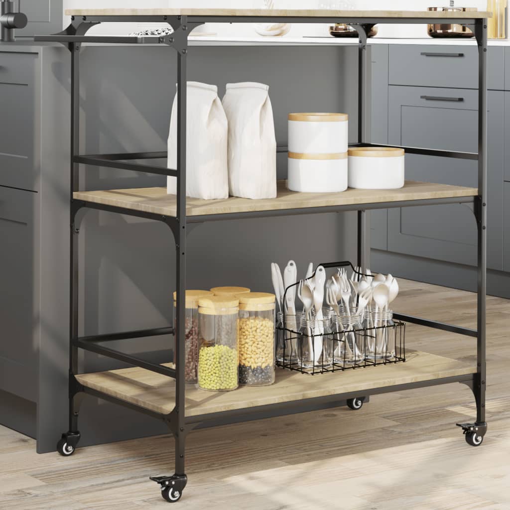 Kitchen Trolley Sonoma Oak 100.5x50x105 cm Engineered Wood