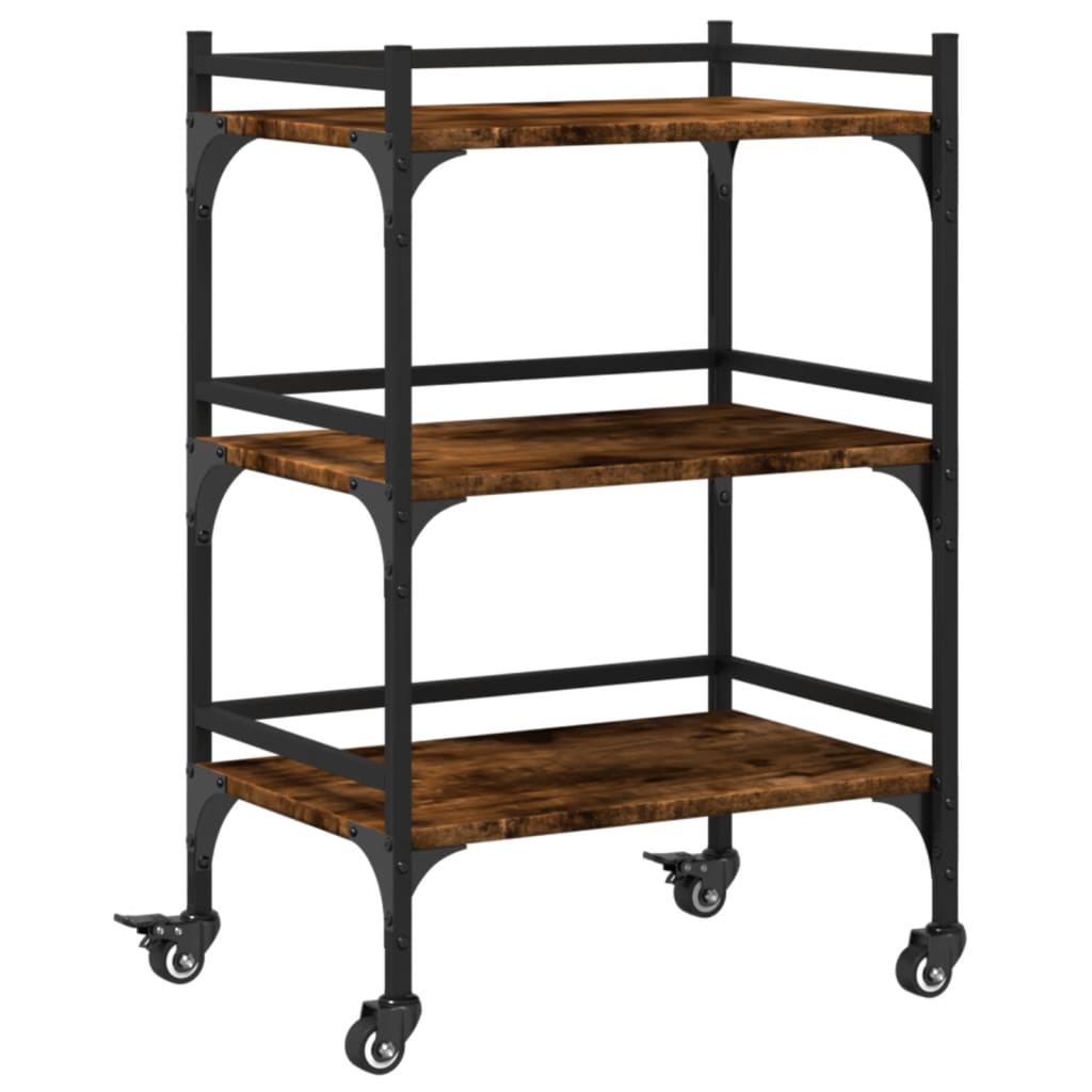 Kitchen Trolley Smoked Oak 50x35x75.5 cm Engineered Wood