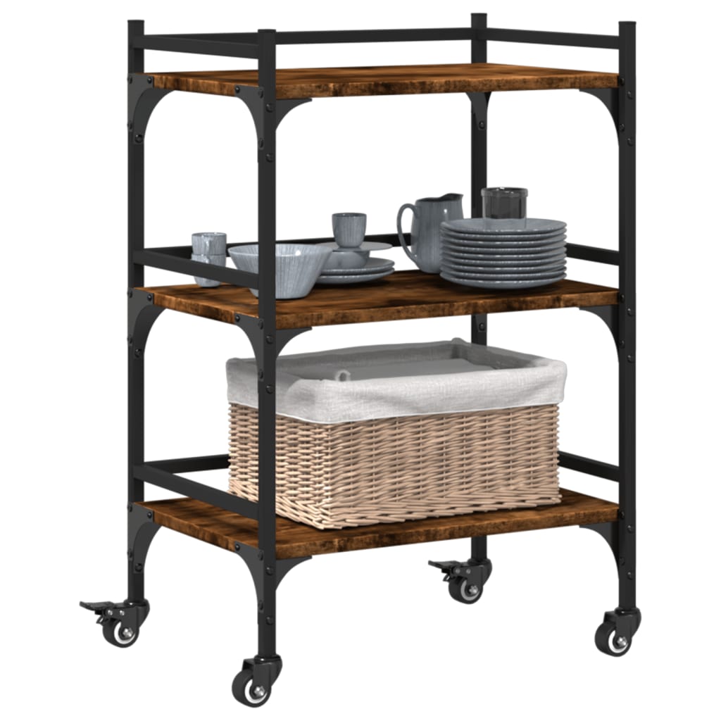 Kitchen Trolley Smoked Oak 50x35x75.5 cm Engineered Wood