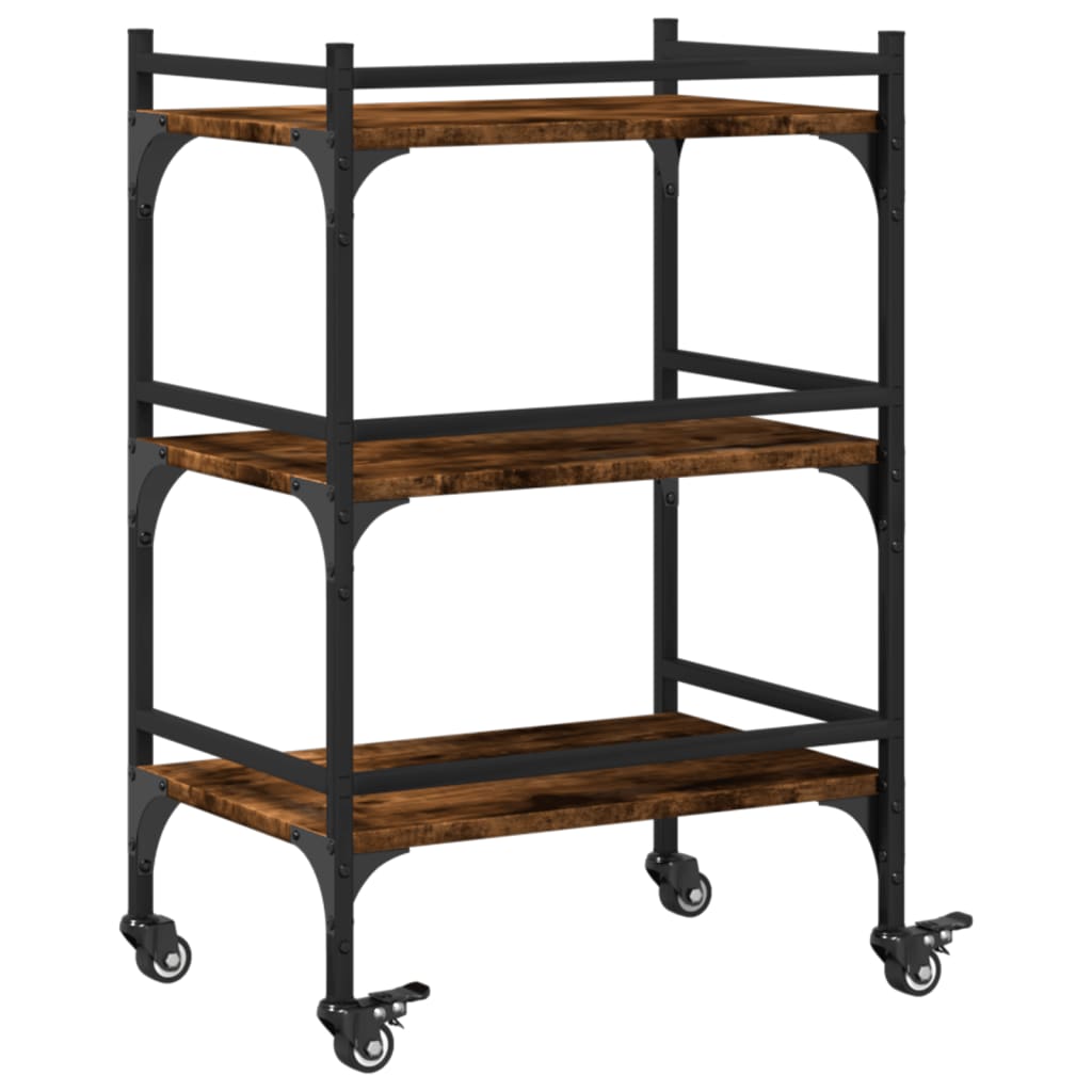 Kitchen Trolley Smoked Oak 50x35x75.5 cm Engineered Wood