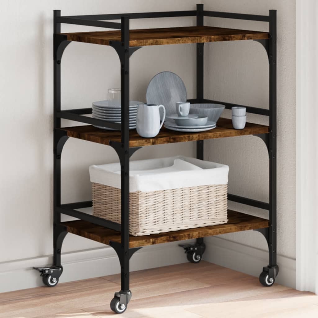 Kitchen Trolley Smoked Oak 50x35x75.5 cm Engineered Wood