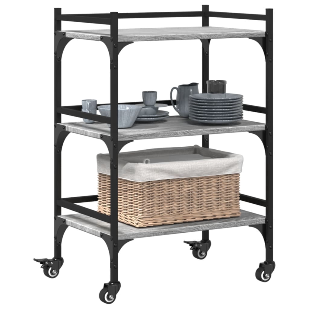 Kitchen Trolley Grey Sonoma 50x35x75.5 cm Engineered Wood