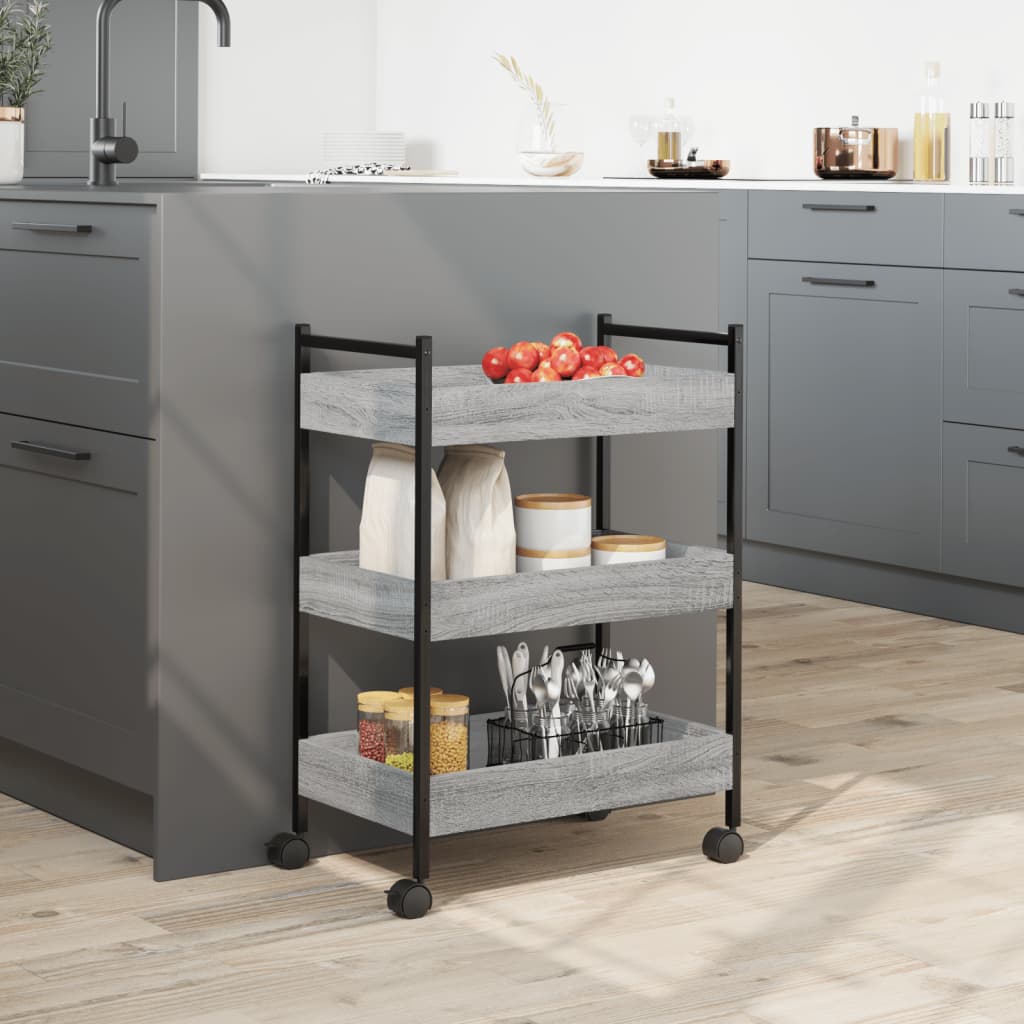 Kitchen Trolley Grey Sonoma 50x30x70 cm Engineered Wood