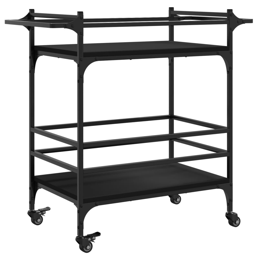 Kitchen Trolley Black 82x40x78.5 cm Engineered Wood