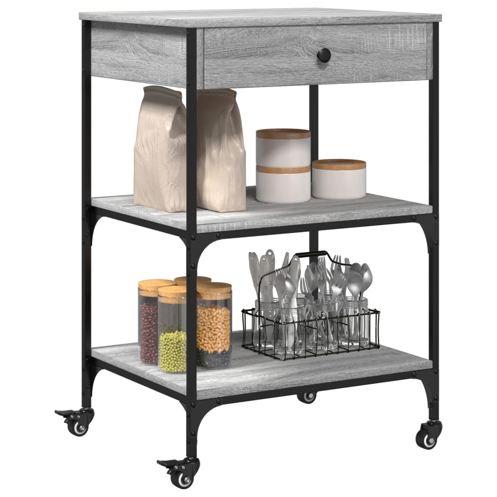 Kitchen Trolley Grey Sonoma 60x48x89.5 cm Engineered Wood