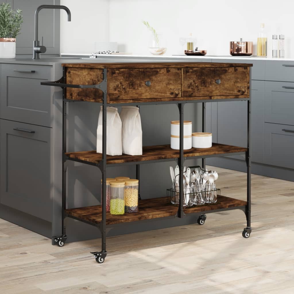 Kitchen Trolley Smoked Oak 105x42x95 cm Engineered Wood