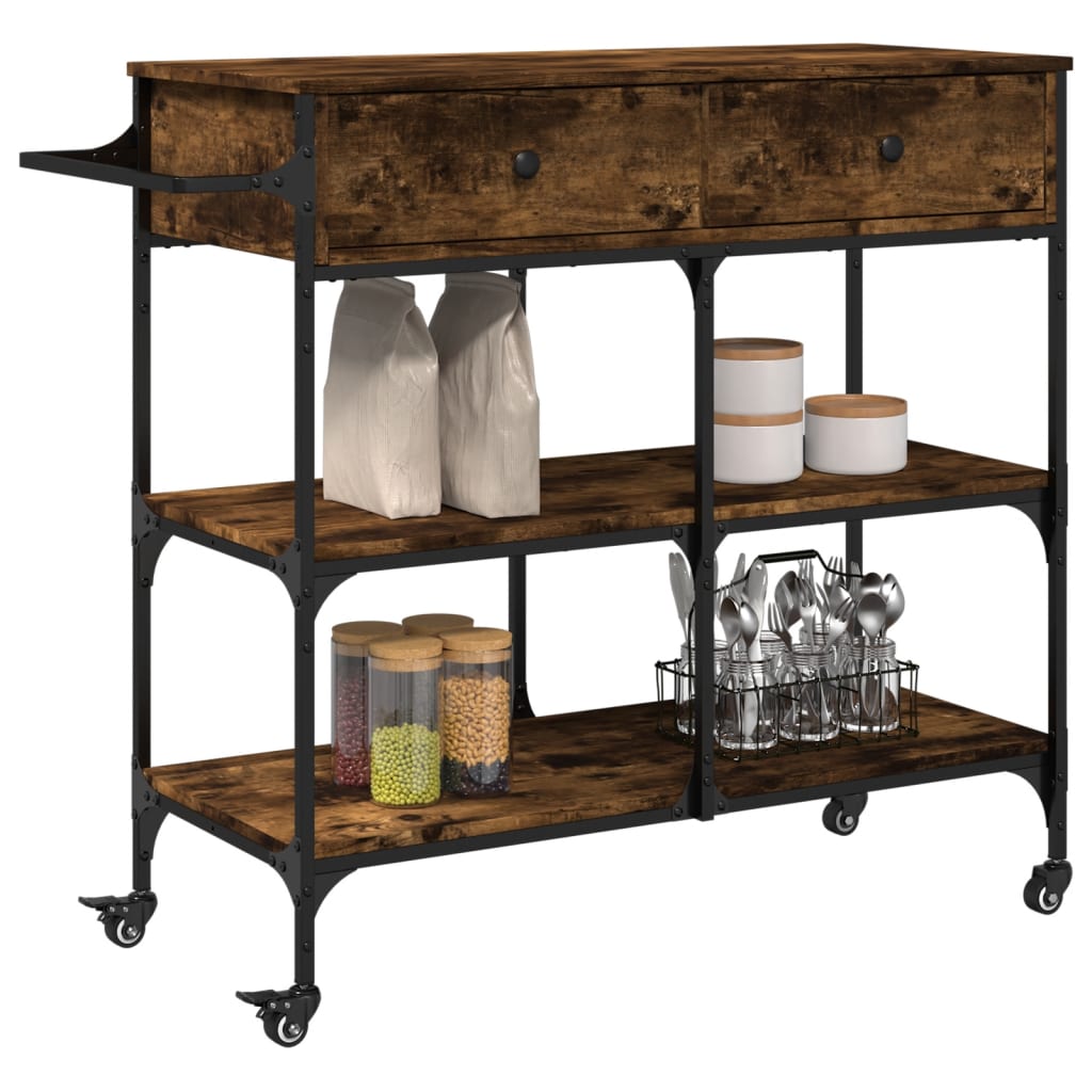 Kitchen Trolley Smoked Oak 105x42x95 cm Engineered Wood