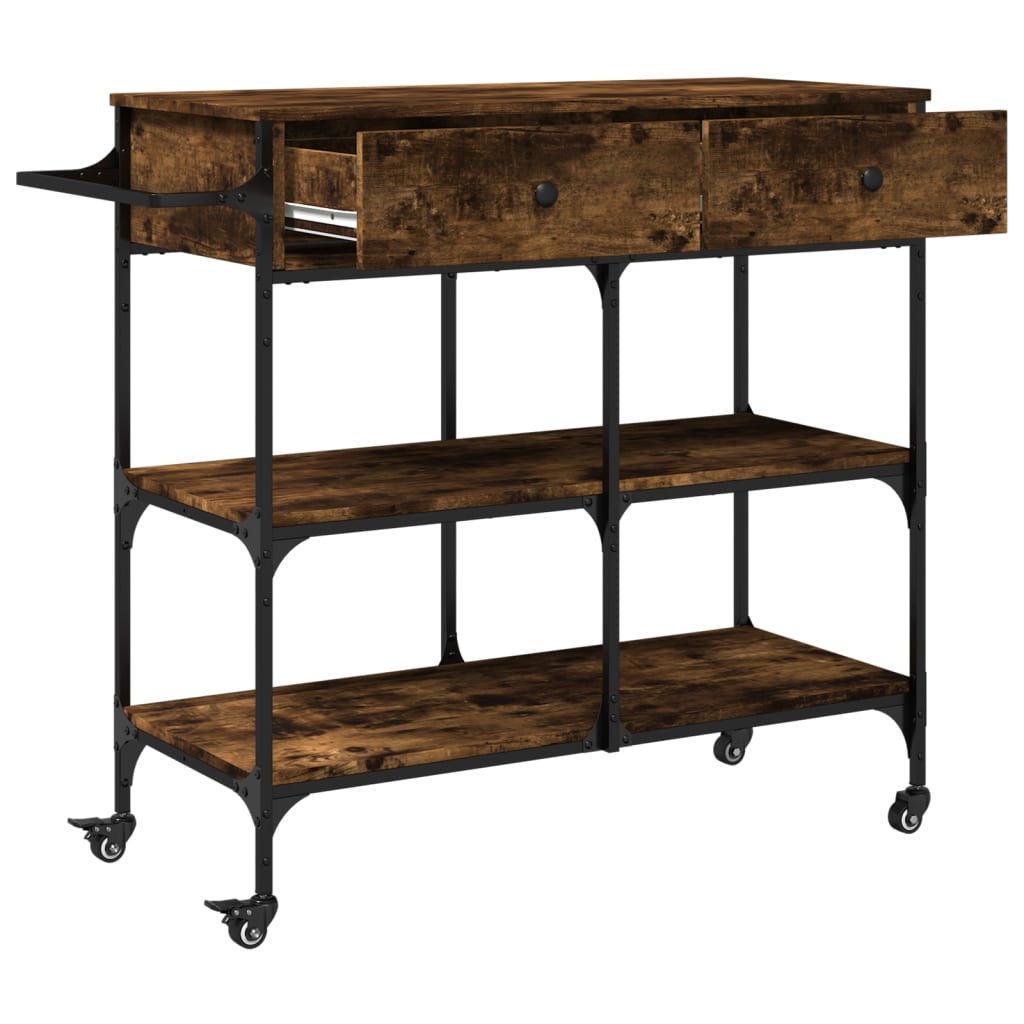 Kitchen Trolley Smoked Oak 105x42x95 cm Engineered Wood