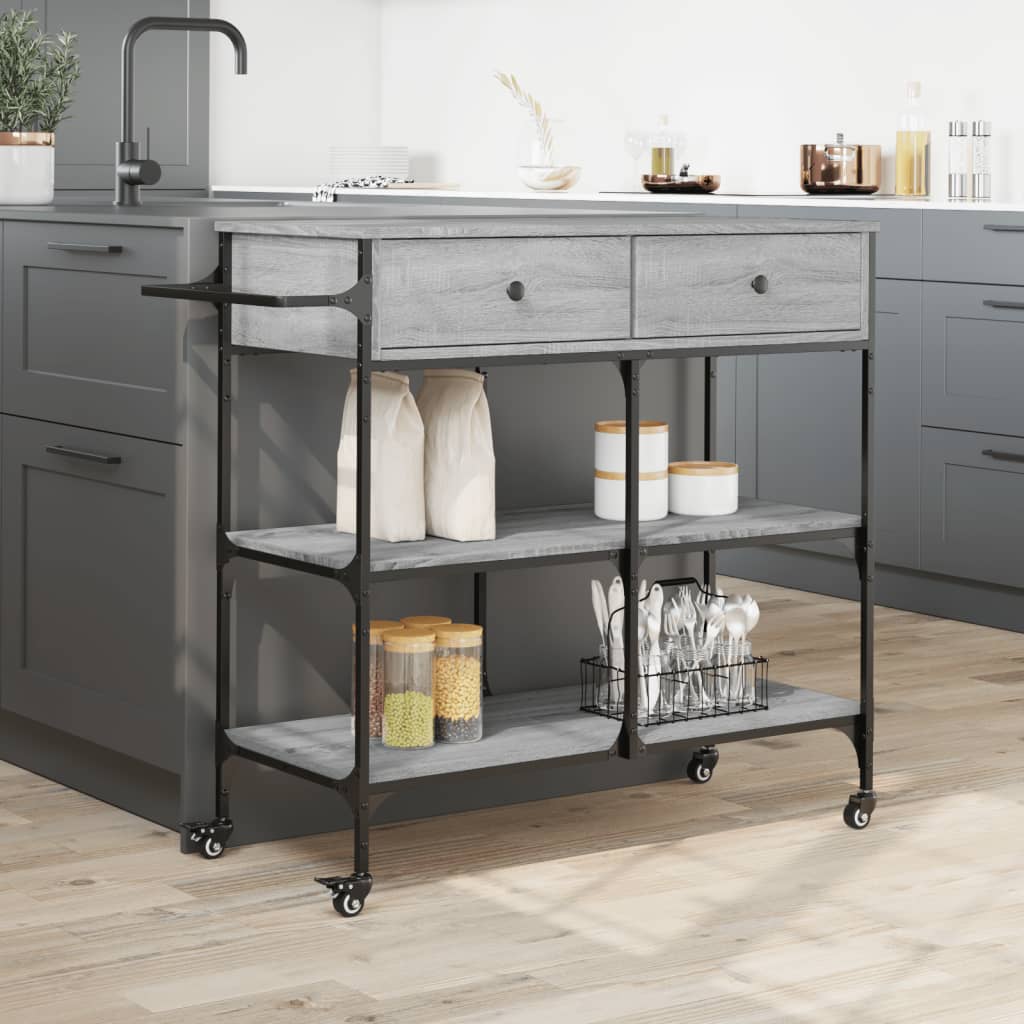 Kitchen Trolley Grey Sonoma 105x42x95 cm Engineered Wood