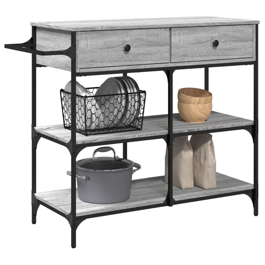 Kitchen Trolley Grey Sonoma 105x42x95 cm Engineered Wood